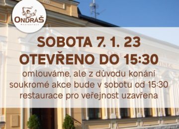 Omezení provozní doby v sobotu 7. 1. 23 Omezení provozní doby v sobotu 7. 1. 23