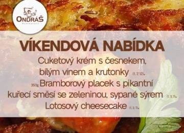 Víkendové menu 16. - 17.9.23 Víkendové menu 16. - 17.9.23