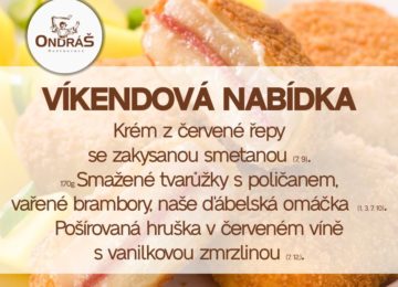 Víkendové menu 14. - 15.10.23 Víkendové menu 14. - 15.10.23