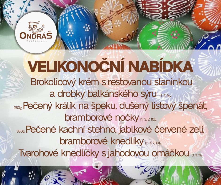 Velikonoční víkendové menu 29.3. - 1.4.24