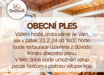 Obecní ples 23.2.24 od 16:00 hodin