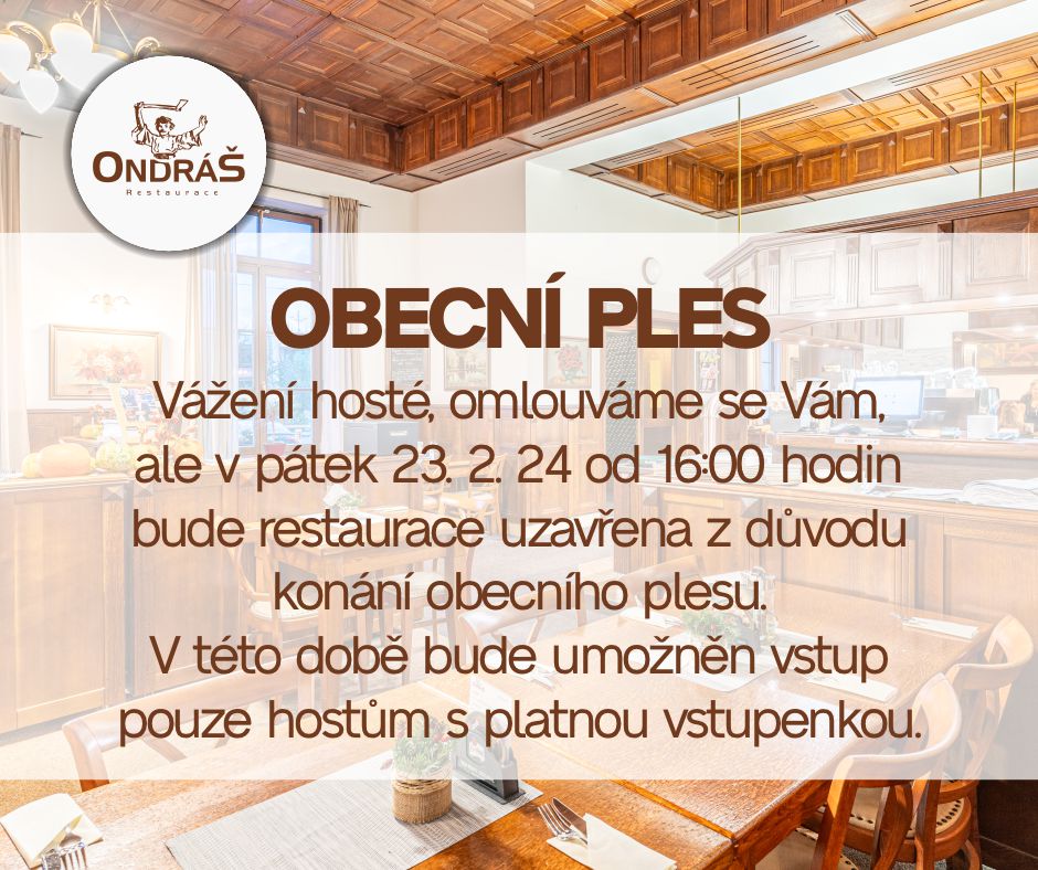 Obecní ples 23.2.24 od 16:00 hodin