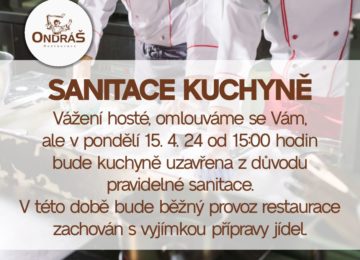 Sanitace kuchyně 15. 4. 24 od 15:00 hod