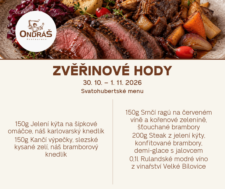 Zvěřinové hody 30. 10. – 1. 11. 2026